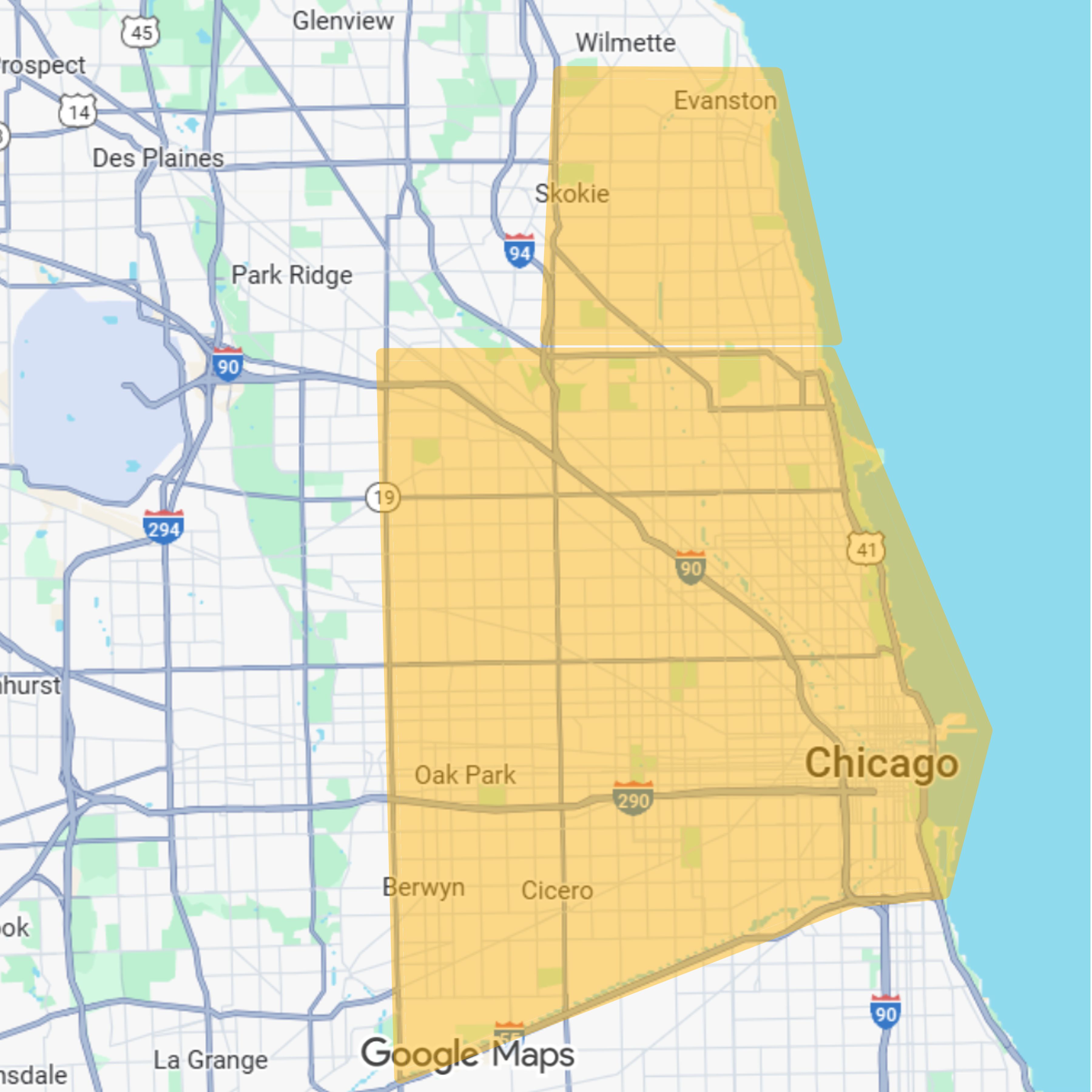 Stylized map of Chicago